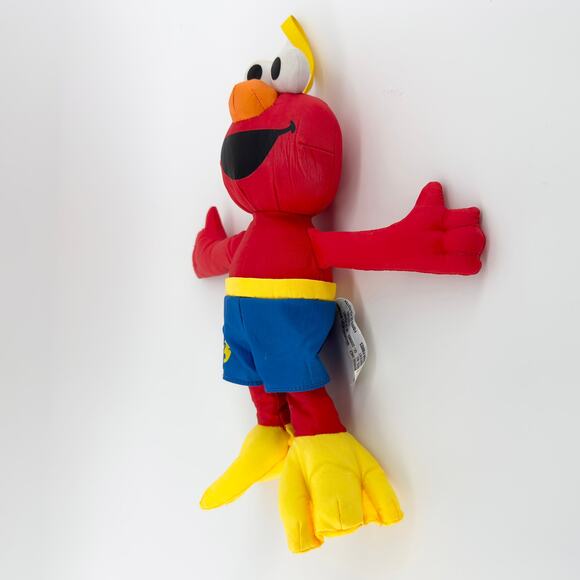 Sesame Street Hasbro Elmo Plush Stuffed Animal Bath Time Toy 11” Snorkel Flipper - Picture 5 of 7